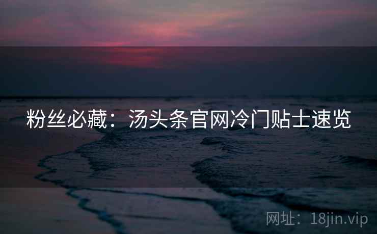 粉丝必藏：汤头条官网冷门贴士速览