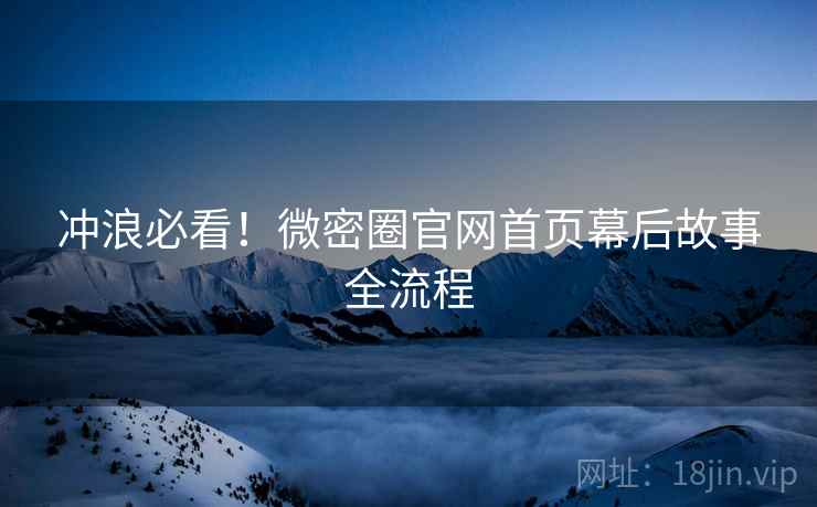 冲浪必看！微密圈官网首页幕后故事全流程
